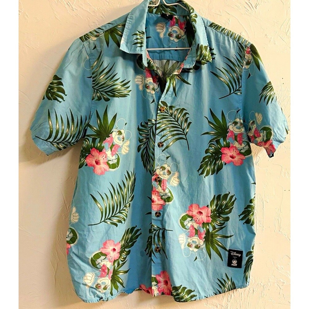 Disney x Neff Mickey Mouse Hawaiian Tropical Floral Short Sleeve Button-Up S